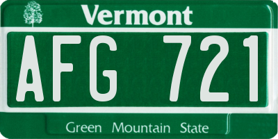 VT license plate AFG721