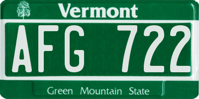 VT license plate AFG722