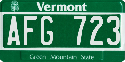 VT license plate AFG723