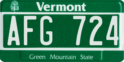 VT license plate AFG724