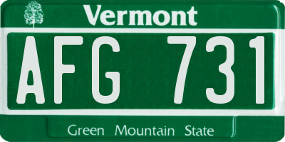 VT license plate AFG731