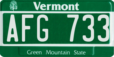 VT license plate AFG733