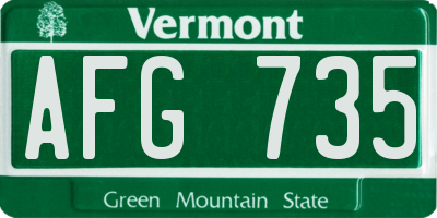 VT license plate AFG735
