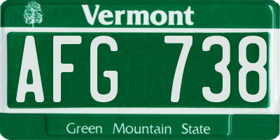 VT license plate AFG738