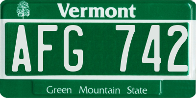 VT license plate AFG742