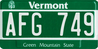 VT license plate AFG749