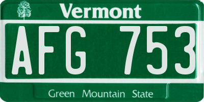VT license plate AFG753