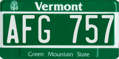 VT license plate AFG757