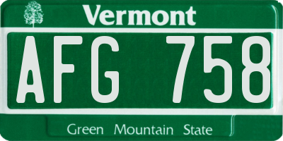 VT license plate AFG758