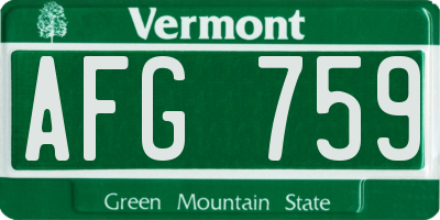 VT license plate AFG759