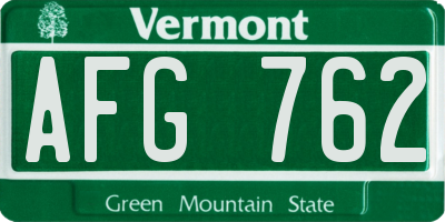 VT license plate AFG762