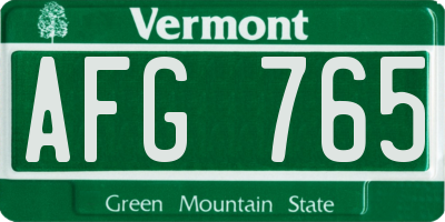 VT license plate AFG765