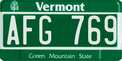 VT license plate AFG769
