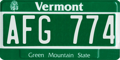 VT license plate AFG774