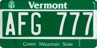 VT license plate AFG777