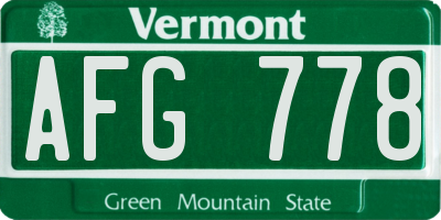 VT license plate AFG778