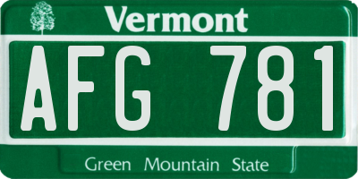 VT license plate AFG781