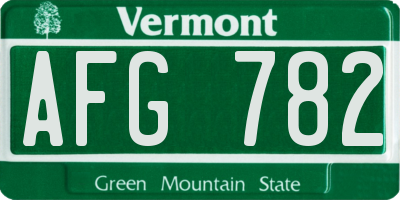 VT license plate AFG782