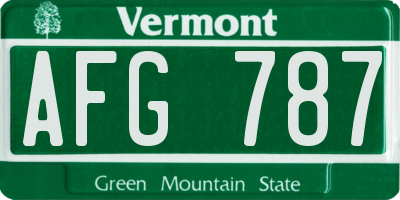 VT license plate AFG787