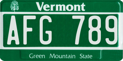VT license plate AFG789
