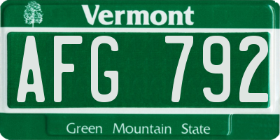VT license plate AFG792