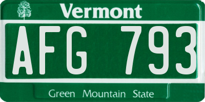 VT license plate AFG793