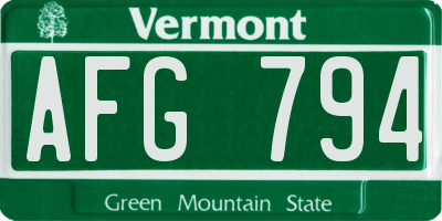 VT license plate AFG794