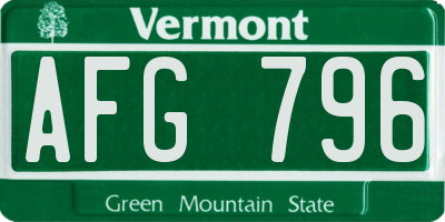 VT license plate AFG796