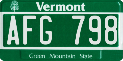 VT license plate AFG798