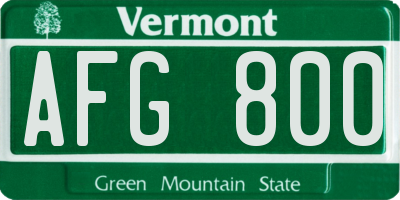 VT license plate AFG800