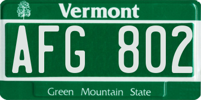 VT license plate AFG802