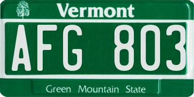 VT license plate AFG803
