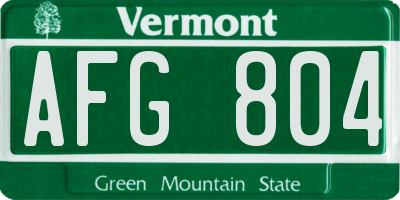 VT license plate AFG804
