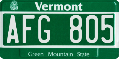VT license plate AFG805
