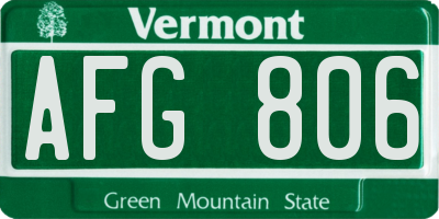 VT license plate AFG806