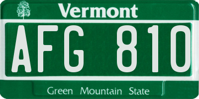 VT license plate AFG810