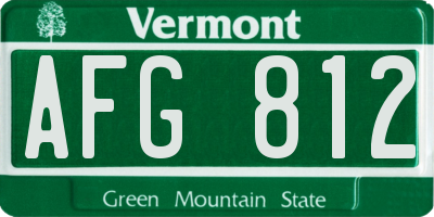 VT license plate AFG812