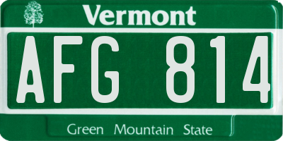 VT license plate AFG814