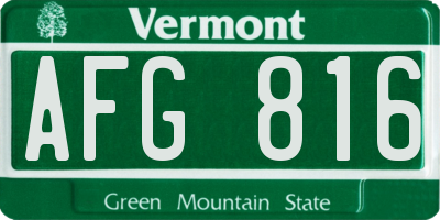 VT license plate AFG816