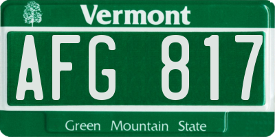 VT license plate AFG817