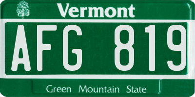 VT license plate AFG819