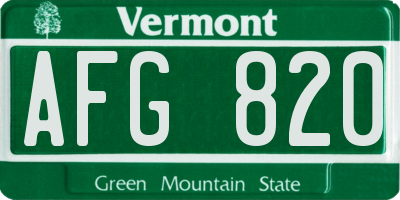 VT license plate AFG820