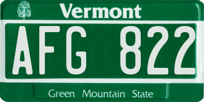 VT license plate AFG822