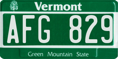 VT license plate AFG829