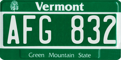 VT license plate AFG832