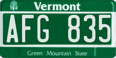 VT license plate AFG835