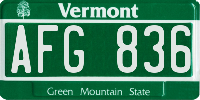 VT license plate AFG836