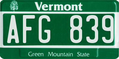 VT license plate AFG839