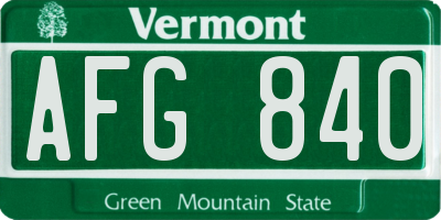 VT license plate AFG840