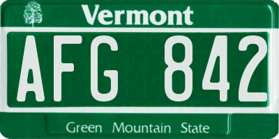VT license plate AFG842